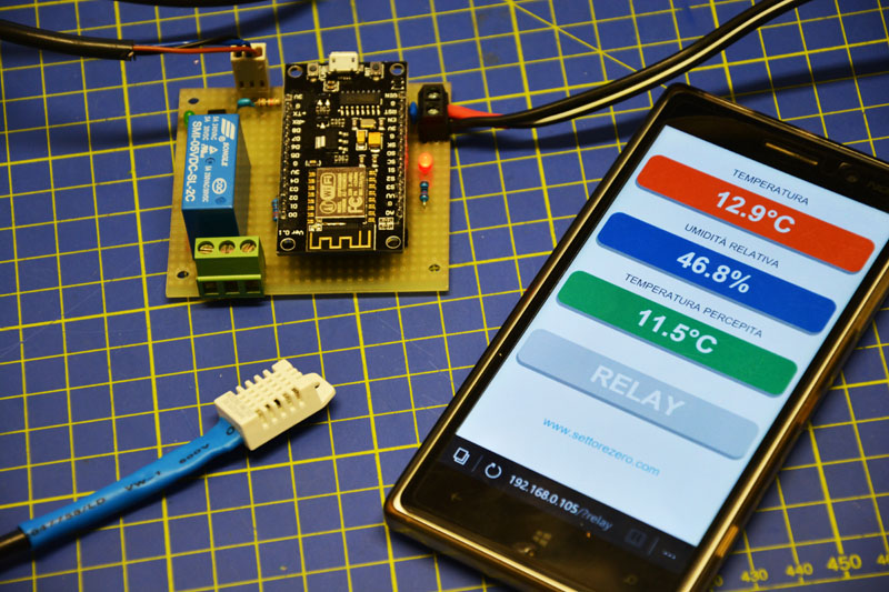 SETTOREZERO  » Termometro Wi-Fi con indicazione umidità, temperatura  percepita e controllo relè mediante ESP8266